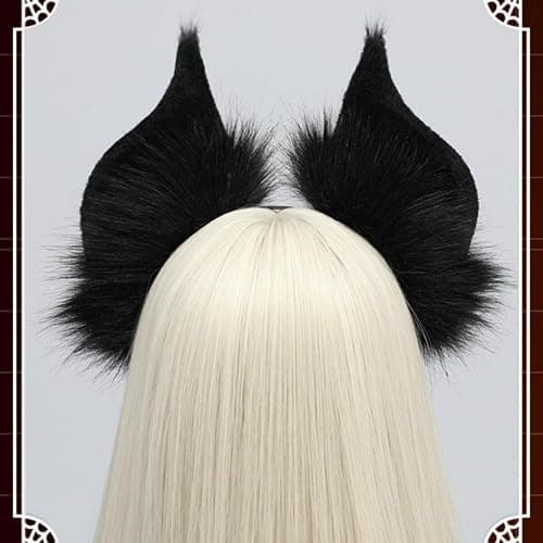 CCUUHJ Cute Handmade Faux Fur Bat Ears Headband Halloween Christmas Cosplay Party Costume Accessories thumbnail 3