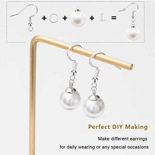 925 Sterling Silver Earring Hooks 150 PCS/75 Pairs,Ear Wires Fish Hooks,500pcs Hypoallergenic Earring Making kit with Jump Rings and Clear Silicone Earring Backs Stoppers (Silver) thumbnail 3