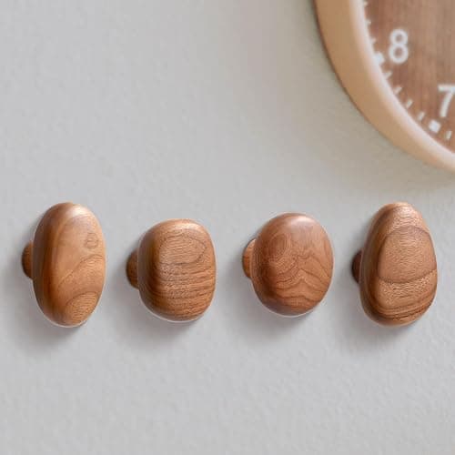 DimyFew 4Pcs, Wood Wall Mounted Coat Hooks Wooden Coat Hooks Coat Racks Wood Cabinet Knobs Wall Hooks for Scarf, Bag,Hat,Bedroom,Home thumbnail 3
