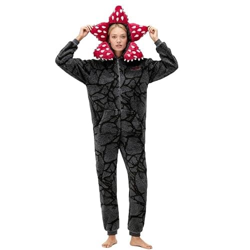 Generisch Erwachsene D-Demogorgon Onesie Kostüm mit Kapuze, Weihnachten D-Demogorgon Onesie Fleece Winter Pajamas thumbnail 2