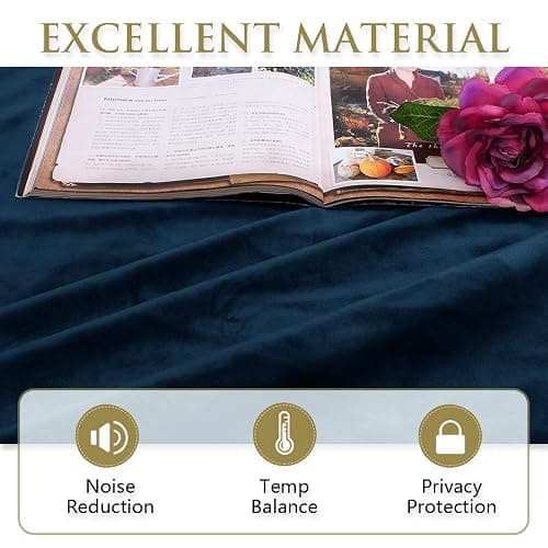 StangH 108 inches Navy Blue Velvet Curtains, Luxury Super Soft Thick Window Drapes for Bedroom, Privacy Sliding Door Curtains Room Dividers, Wide 52 x Long 108 inches, 1 Panel thumbnail 8