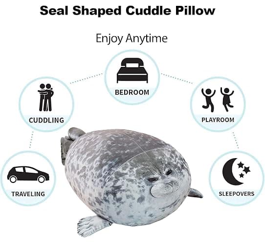 Stuffed Animals,Cute Seal Plush Pillows,15.7 inch Soft Plush Toys Stocking Stuffers for Kids Boys Girls Women,Essential Items for Returning to Dorms,Birthday for Kids thumbnail 5