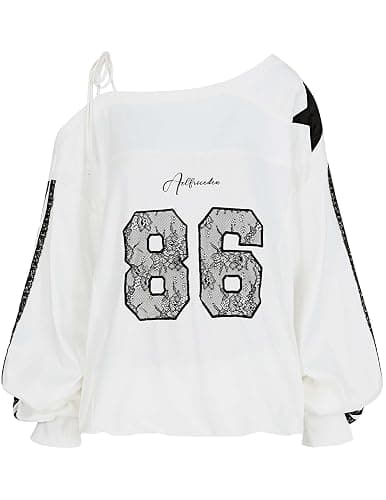 Aelfric Eden Off The Shoulder Lace Embroidery Sweatshirt Long Sleeve Y2K jersey Sweatshirts Oversized Baggy Pullover Top - Image 1