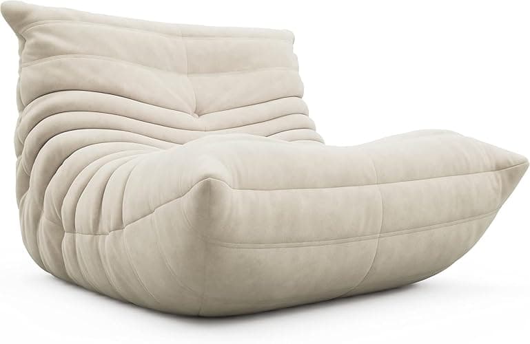 OTDMEL High-end Quality Fireside Togo Chair, Single Suede Togo Couch Sofa, Soft Floor Chaise Lounge Sofa, 1 Seat Lazy Bean Bag Chairs for Living Room Bedroom Salon Office, Non-Compression thumbnail 4