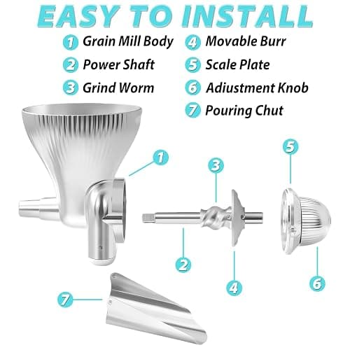 Grain Mill Attachment for KitchenAid Stand With 12 Grind Level, Kitchen Aid Mixer Attachments Wheat Grinder Fit for Wheat, Corn, Oats, Buckwheat, Millet and Other Cereals - New Upgrades thumbnail 3