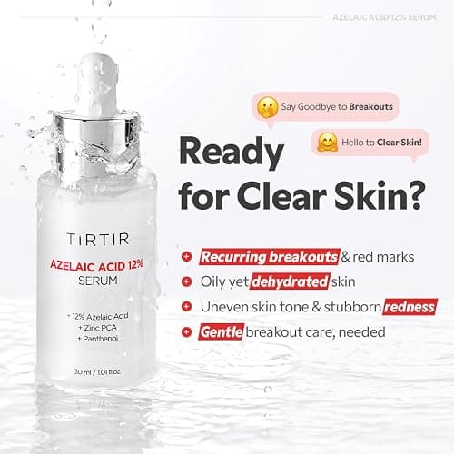 TIRTIR Azelaic Acid 12% Serum for Blemish-Prone Skin - Lightweight Hydrating Formula with Zinc PCA & Hyal-ZIP, Non-Comedogenic, Fragrance-Free, 30ml / 1.01 Fl Oz thumbnail 7