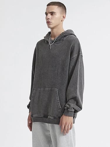 KEEPSHOWING Mens Oversized Hoodies Vintage Hoodie Couples Pullover Acid Wash Hoodies for Men Streetwear Sweatshirts thumbnail 6