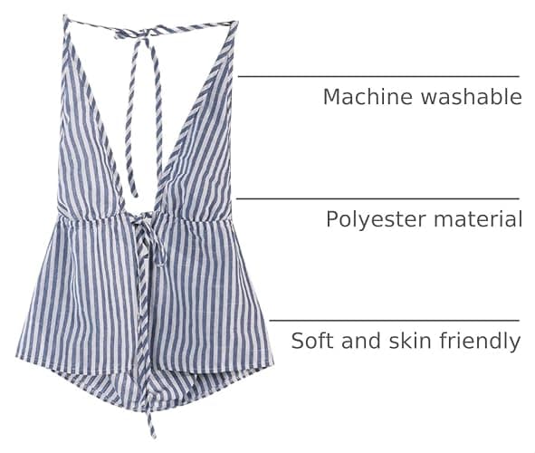 SweatyRocks Women's Striped Tie Front Halter Tops Sleeveless Cami Tops | Sexy, Summer, Backless Tops, Drawstring, Self Tie Front, Blue And White Top thumbnail 4
