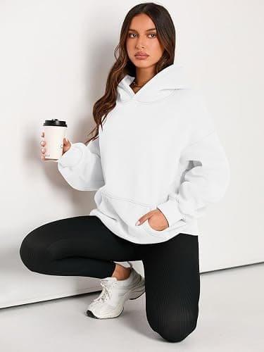 EFAN Womens Hoodies Oversized Sweatshirts Pullover Fleece Sweaters Long Sleeve Winter Fall Outfits Fashion Y2k Clothes - Small - White thumbnail 5