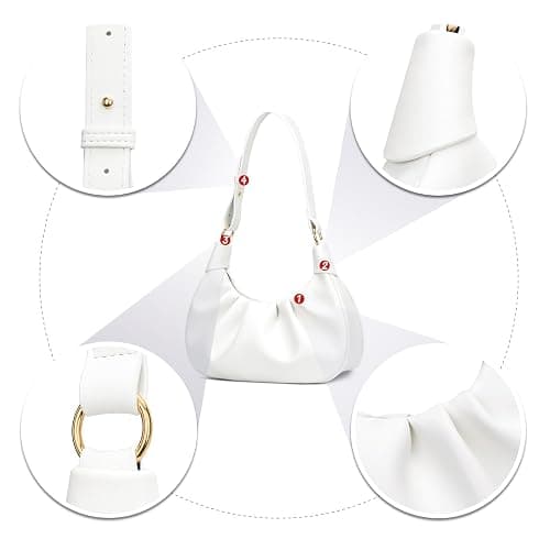 KKXIU Shoulder Bag Crescent Handbag Ruched Purse Underarm Bag Mini Hobo for Women,Detachable Gold Chain Crossbody Bag thumbnail 3