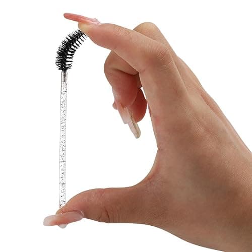 100 Pcs Disposable Mascara Wands, Crystal Eyebrow Spoolies Brush for Eyelash Extensions, Black Lash Brushes with Container thumbnail 5