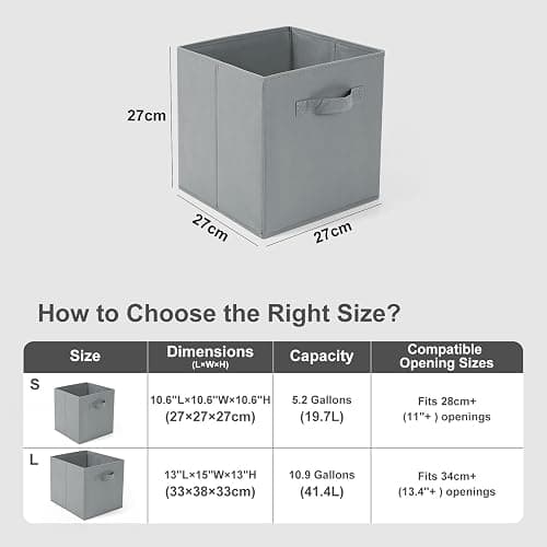 Amazing Tour 4 PCS Cube Storage Boxes 27x27x27 Gray,Foldable Fabric with Handles Collapsible for Home Office Nursery Organiser - Clothes Basket Containers thumbnail 4