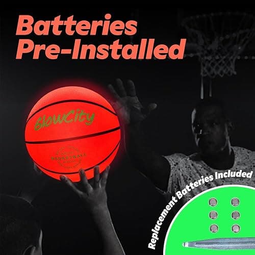 GlowCity Glow in The Dark Basketball - Sizes 5, 6, 7 Light Up Ball for Kids, Teens & Adults - Red Glow for Outdoor Games - Sports Birthday Gifts Ideas for Boys Ages 6 7 8 9 10 11 12 13 14 thumbnail 3
