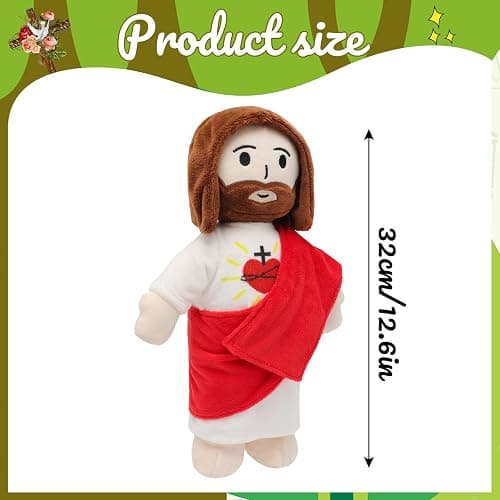 Yelakey 13" Jesus Plush Toy Heart of Jesus Plushie Savior Stuffed Doll for Church Sunday School Religious Easter Gift for Children Kids thumbnail 3