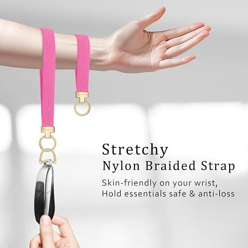 Hovmwey Elastic Wristlet Keychain for Women Men, Cute Car Key Chain, Braided Wrist Strap Lanyard for Keys ID Badges thumbnail 4