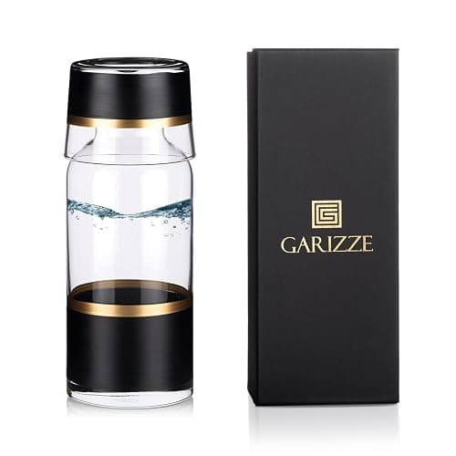 GARIZZE Bedside Water Carafe and Glass Set for Bedroom, Bedside Carafe and Glass Set, Mouthwash Decanter for Bathroom, Water Carafe with Glass Cup for Nightstand (24-oz/7-oz) (BLACK GOLD)Standard Pack - Image 1