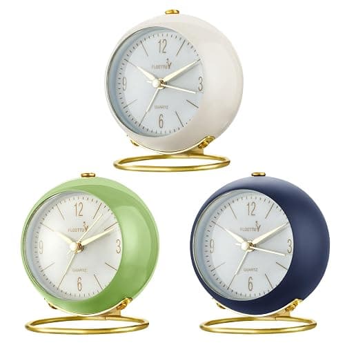 FLOITTUY Silent Table Analog Alarm Clock No Ticking, Lighted on Demand and Battery Operated, Beep Sounds, Small Desk Clock(Navy Blue) thumbnail 5