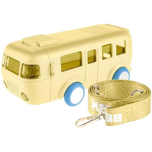 Wedhapy Bus Water Bottle for Kids 500ml Food Grade Detachable Washable Kids Water Bottle with Straw & Adjustable Strap for School thumbnail 4
