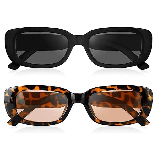 Ainiv Vintage Lunettes de Soleil Rectangulaires pour Femmes Hommes, Écran Solaire UV400 et Protection UV, pour Shopping, Voyage thumbnail 9