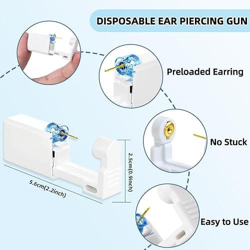 TKKUY 24 Pcs Ear Piercing Kit Disposable Ear Piercing Gun Kit 8 Pcs Self Piercing Gun with Cubic Zirconia Earrings Stud 4 Prong / 6 Prong Setting 3mm Diameter Ball Ear Stud Ear Piercer Kit Tool Gold thumbnail 5