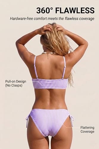 Daci Women's Scoop Neck 2 Piece Bikini Set | Drawstring Side-tie, Full Coverage, Adjustable Straps, Removable Pads, Full Lining, Swimming, Beach, Pool, Bathing Suit thumbnail 5