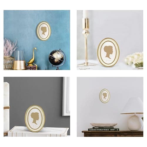 AELS 4x6 Inch Vintage Picture Frame, Elegant Antique Photo Frames with Glass Front, Photo Display, Tabletop Wall Hanging, Gift Ideas, Off-white Oval with Gold Trim thumbnail 5