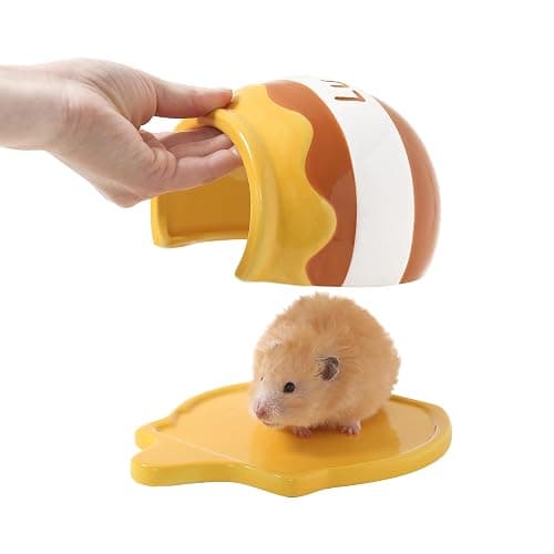 Tafit Honey Shaped Ceramic Hamster Hideout - Small Pet Habitat Decor for Syrian & Dwarf Hamsters, Gerbils, Mice, Rats, Toads - Image 1