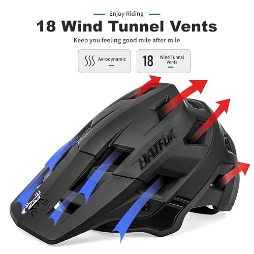 BATFOX Bike Helmet, Mountain Bike Helmet for Men Women Adults Youth | Lightweight MTB Helmet with Visor, Adjustable Bicycle Helmet for Trail, Road and Commuter, 54-63cm thumbnail 7