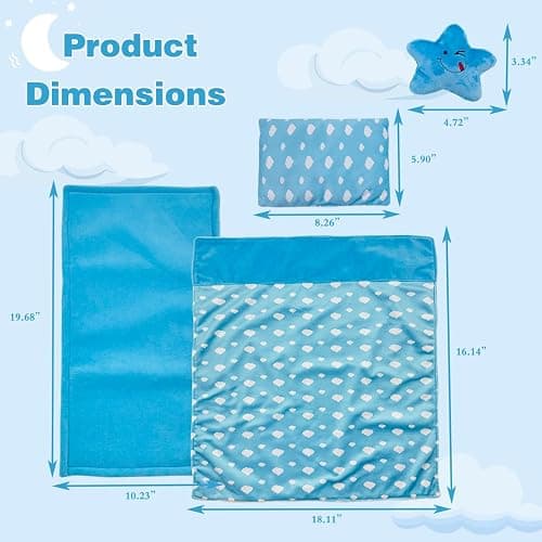 Baby Doll Accessories Bedding Set Soft Blanket Mattress Pillow Dolls Playset Fits 16-18 Inches American Doll Furniture Toy Girls and Boys (Blue) thumbnail 3