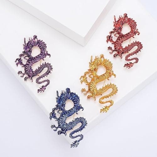Dragon Brooch Pins for Women, Chinese Dragon Brooch Pin, Lucky Dragon Talisman Brooch Lapel Pin, Bohemian Dragon Brooches Pins for Women Hat Bag Suit Dress Accessories thumbnail 4