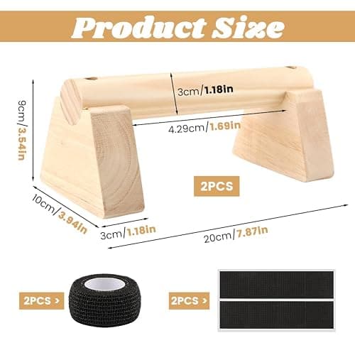 Wood Parallettes Bars for Home Workout, Push Up Bars & Dip Stands, Wooden Calisthenics Equipment Handstand Blocks for Strength Training, Rehabilitation & Gymnastics thumbnail 2