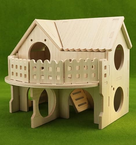 Hamster Forest Lookout Wood House Fun House Double-Decker Hut for Young Dwarf Gerbil Mouse Mice Rat Small Animals(Size Only for Small Hamster) thumbnail 9