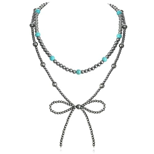 Navajo Pearl Bow Necklace Western Jewelry for Women Cowgirl Turquoise Necklaces Jewelry - Image 1