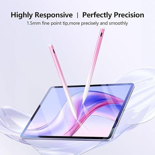 Stylus Pen for iPad 6th-11th Generation-2X Fast Charge Active Pencil Compatible with 2018-2026 Apple iPad Pro 11"/12.9"/M4, iPad Air 3/4/5/M2/M3/M4,iPad mini 5/6/7 Gen-Gradient White Pink thumbnail 2