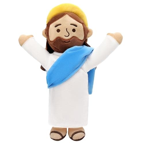 Yelakey Jesus Plush Jesus Stuffed Doll Christian Stuff Plushie Toys Religious Party Favors Gifts for Kids for Christening Easter Christmas (brownblue) - Image 1