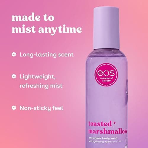 eos Cashmere Body Mist, Toasted Marshmallow, Toasted Vanilla, Sweet Marshmallow, Hair Mist, Body Spray for Women Moisturizing, Hyaluronic Acid, Vanilla Body Spray, Vegan, Cruelty-free, 6 fl oz thumbnail 5