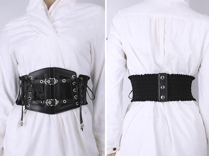 Oyccen Punk Elastic Waist Belt for Women Lace Up Dress Belts Ladies Wide Waistband Corset thumbnail 4