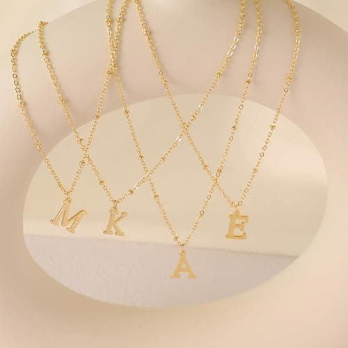 GRCLD Initial Necklaces for Women - 14K Gold Silver Plated Letter Necklace Name Personalized Dainty Fashion Chain Non Tarnish Single Cute Pendant Necklace Charm Jewelry Gift for Women Her thumbnail 5