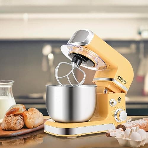 Kitchen in the box Stand Mixer,3.2Qt Small Electric Food Mixer,6 Speeds Portable Lightweight Kitchen Mixer for Daily Use with Egg Whisk,Dough Hook,Flat Beater (Yellow) thumbnail 2