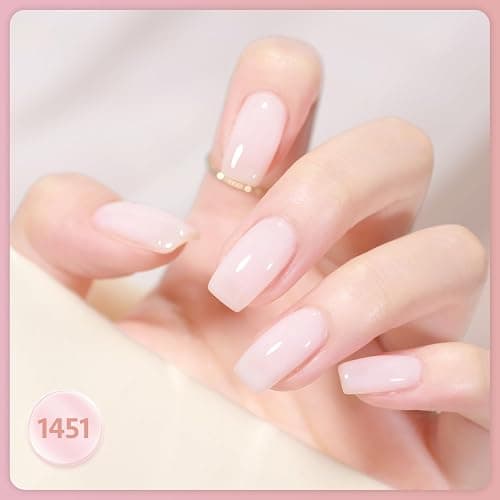 GAOY Jelly Gel Nail Polish Set of 6 Colors Pink White Nude Sheer Gel Polish Kit for Salon Manicure and Nail Art DIY at Home thumbnail 2