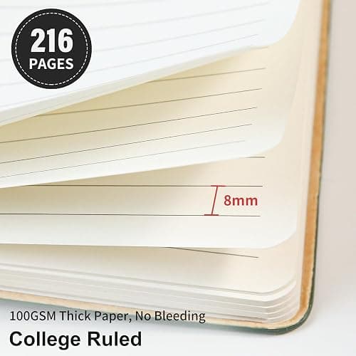 TSFPapier Lined Journal Notebook for Work College Ruled Note Book 5.79"x8.27" A5 PU Leather Daily Journaling 216 Pages for Women Men Writing Home School Supplies Business (Black) thumbnail 6