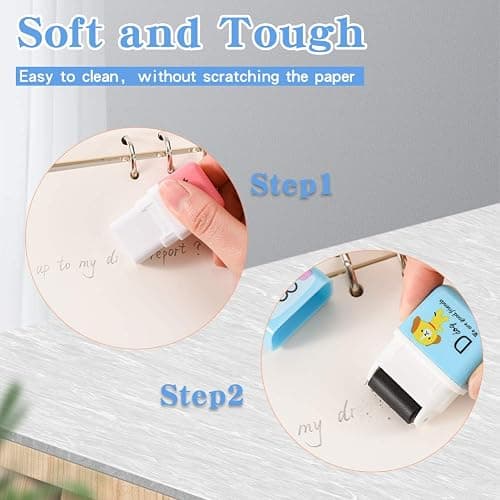 Sooez 12 Pack Pencil Erasers, Cute Erasers Pencil Eraser with Clean up Roller Pencil Eraser Shaving Roller Case Erasers for Party Favors Gift Supplies thumbnail 4