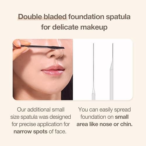STUDIO17 Foundation Spatula Made of Stainless Steel | Professional Makeup Spatula for Even Application of Foundation | Double Edged Spatula for Small Area of Face | Pouch Included for Clean Storage thumbnail 3