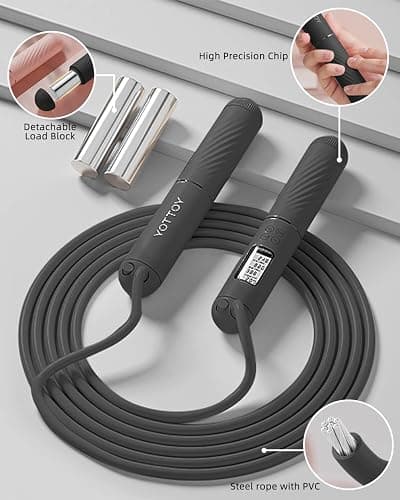YOTTOY Skipping Ropes for Adults -Cordless Counter Jump Rope with Large Cordless Ball-Weighted Jump Rope for Women with LCD Display thumbnail 6
