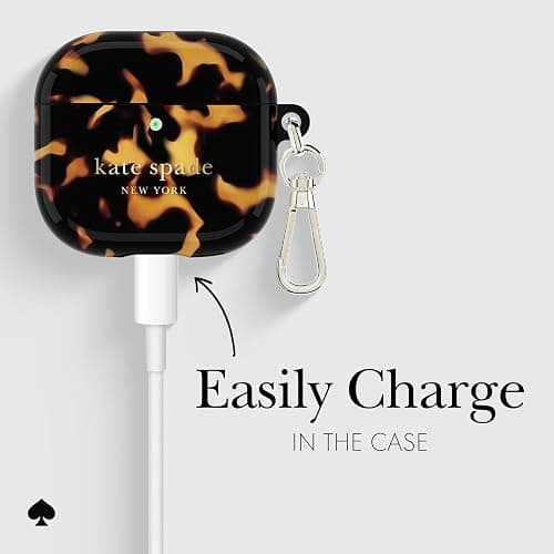 kate spade new york AirPods 4 Protective Case with Keychain Ring - Transparent Tortoise, Compatible with AirPods 4th Generation thumbnail 3