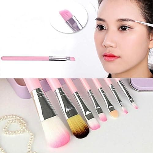 Pimoys Children Makeup Brushes, 7Pcs Makeup Brush Set Foundation Eyebrow Eyeliner Brush Cosmetic Concealer Brushes for Kids Girls, Women trave - Pink with case thumbnail 6