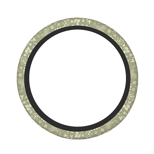 Green Leaf Plant Steering Wheel Cover for Women, Universal 15 inch Breathable Anti Slip Steering Wheel Covers for Cars, Auto, SUVs thumbnail 2