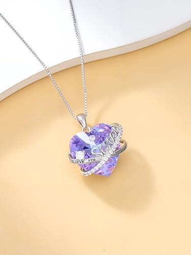 OCJ Sisters Gifts from Sister Heart Birthstone Necklace Sterling Silver Sister Necklaces with Crystal Graduation Birthday Jewelry Gift for Sisters Women Friend Female Friendship Lasts Forever thumbnail 6