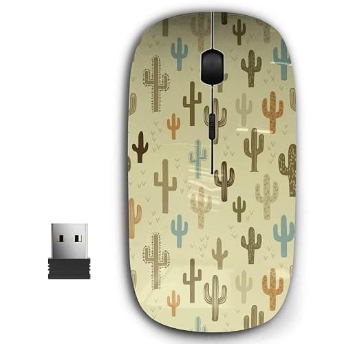 KAWAMOUSE 2.4G Ergonomic Portable USB Wireless Mouse for PC, Laptop, Computer, Notebook with Nano Receiver (Fun Western Cactus) - Image 1