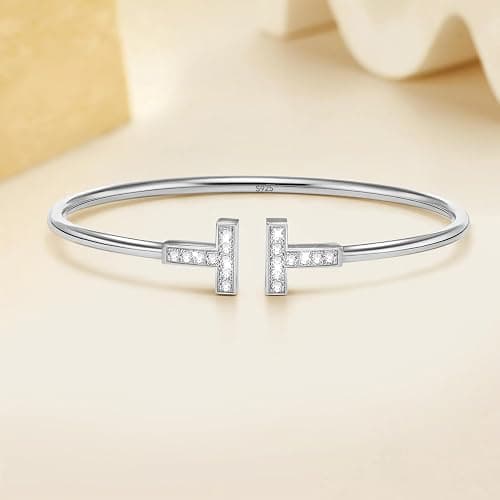 APUUESN Sterling Silber Armreif Ring Set für Damen Silber/Gold/Roségold,Geschenke für Freundin,Geburtstag thumbnail 6
